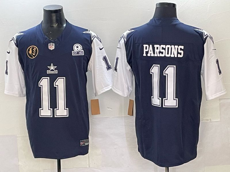 Men 2025 Nike Dallas Cowboys #11 Parsons Drak Blue 4th generation Limited NFL Jersey 02->dallas cowboys->NFL Jersey